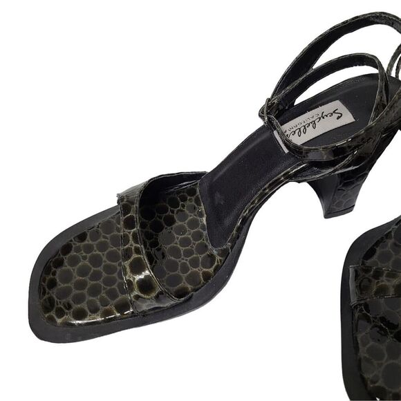 Vintage Seychelles Size 6 M California Block Heels Leather Black Animal Print - Picture 2 of 10